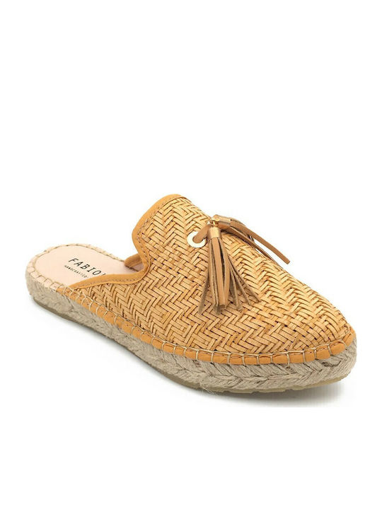 Fabiolas Collection Flat Mules σε Κίτρινο Χρώμα
