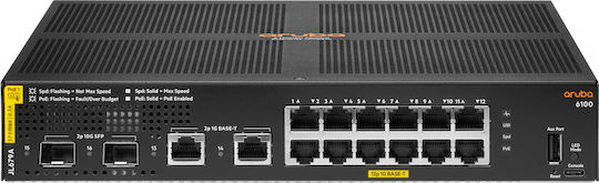 HP Aruba 6100 Managed L2 PoE+ Switch with 12 Gigabit (1Gbps) Ethernet Ports and 2 SFP Ports