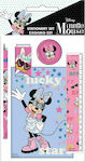 Gim Minnie Kinder Schreibwarenset mit Bleistift, Spitzer, Radiergummi, Notizbuch und Lineal