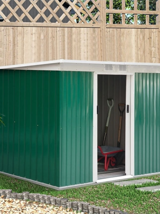 Depozit Metalic De Grădină Galvanizat Verde Rezistent La Vânt L2.8xL1.3xÎ1.72m
