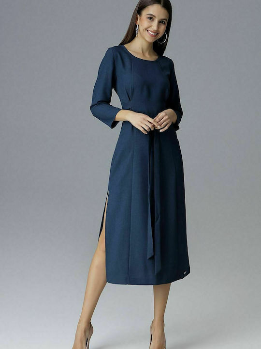 Figl M631 Midi Kleid Langärmelig Marineblau 126024