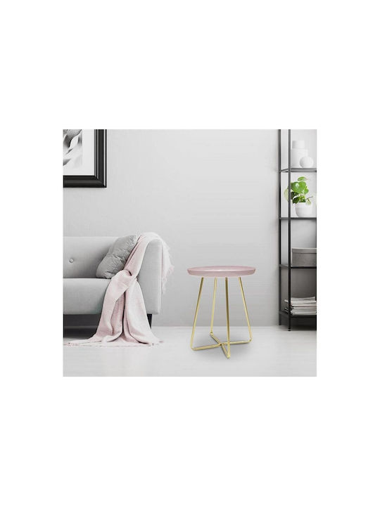 Round Side Table Metal Pink / Gold M40xL40xH48.5cm