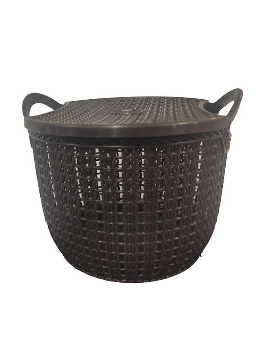AGC Storage Basket Plastic with Lid Brown 20x14x15cm 1pcs