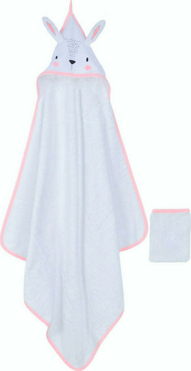 Evita Hooded Baby Bath Towel Bunny White MI-006