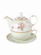 Karvounis Floral Paris Roses Tea Set with Mug Made of White Porcelain 3 Pieces M24060-6
