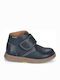 Anatomisch Lederne Kinderstiefeletten mit Klettverschluss Marineblau