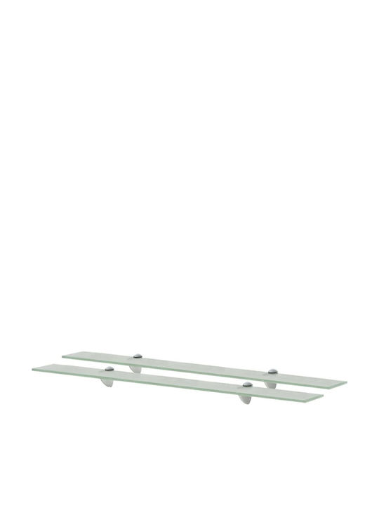 vidaXL 3051540 3051540 Wall Mounted Bathroom Shelf Glass with 2 Shelves 90x20x0.8cm