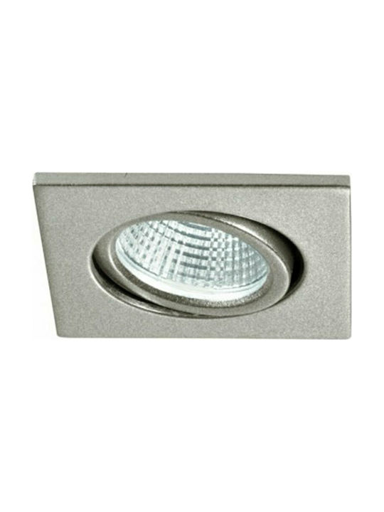 Fan Europe Polaris-Q3 Square Metallic Recessed Spot with Integrated LED and Natural White Light Silver 6.6x6.6cm. 1pcs