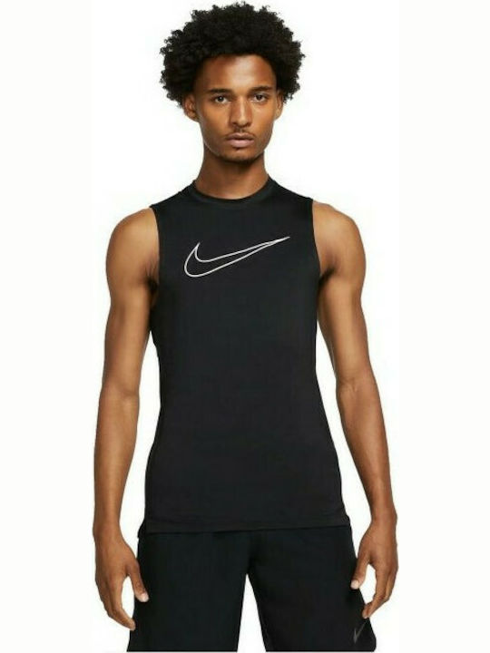 Nike Pro Ανδρική Μπλούζα Dri-Fit Αμάνικη Μαύρη