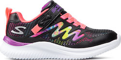 Skechers Radiant Swirl Kids Sneakers for Girls with Laces & Strap Black