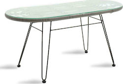 Naoki Sitting Room Outdoor Table with Glass Surface and Metal Frame Μαύρο - Γκρι 100x45x46cm