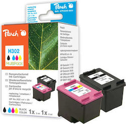 Peach PI300-657 Συμβατό Πακέτο HP 302 Πολλαπλό (Color) / Μαύρο