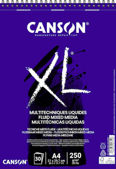 Canson Μπλок за скици XL Fluid Mixed Media 30 Листа
