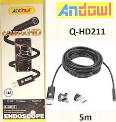 Andowl Ενδοσκοπική Κάμερα με Ανάλυση 1280x720 pixels και Καλώδιο 5m