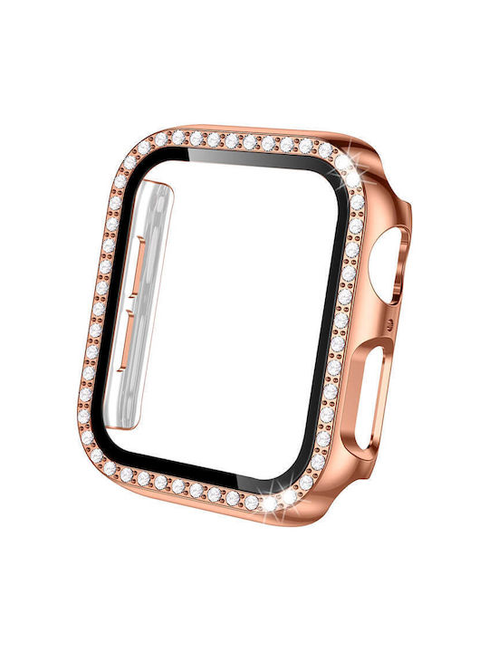 2-in-1 Hard Diamonds Case Gold & Tempered Glass Apple Watch 42mm