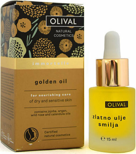 Olival Golden Oil Органичен Лицево масло за Против стареене , Хидратация и Възстановяване и Подхранване с масло Арган , Жожоба и Дива роза 15мл