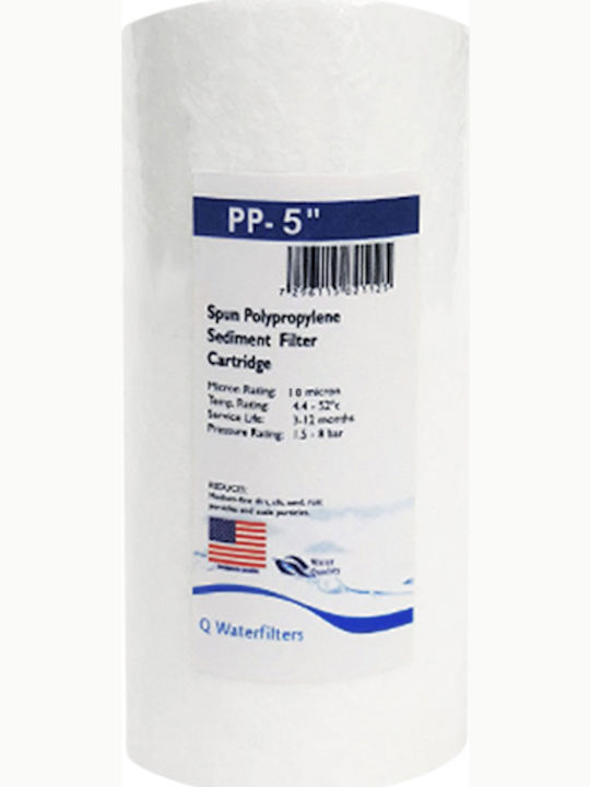 QWaterFilters Резервен филтър за вода за плот и под плот от полипропилен 5" PP-5" 10 микрон