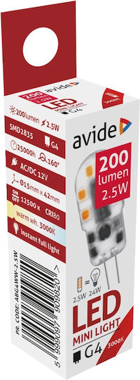 Avide LED Bulb 2.5W for G4 Socket Warm White 200lm