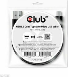 Club3D CAC-1408 Regular USB 2.0 σε micro USB 1m Μαύρο