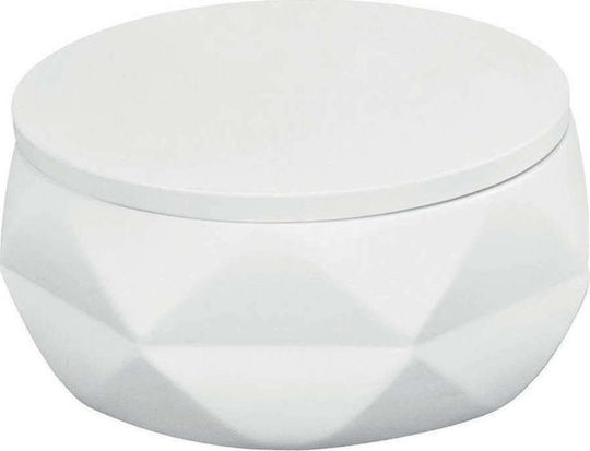 Kleine Wolke Crackle Jar Θήκη για Βαμβάκι Επιτραπέζια από Ρητίνη Λευκή