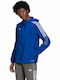 Adidas Tiro 21 Women's Short Sports Jacket Windproof for Winter with Hood Blue