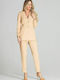 Figl M694 Long Women's Waisted Blazer Beige 141772