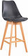 Stool Bar with Backrest made of Polypropylene Logan Black Velvet-Black Metal 2pcs 47x56x105cm