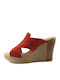 Juliet Dunn 73002 Women's Leather Platform Wedge Sandals Red