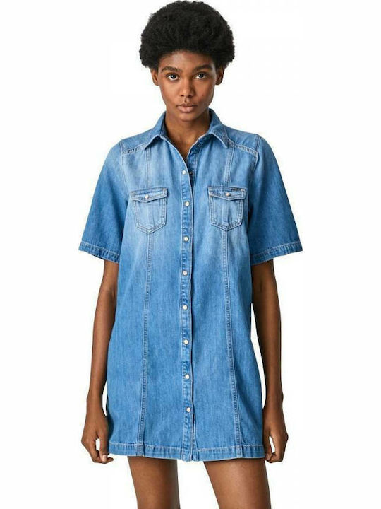 Pepe Jeans Summer Mini Shirt Dress Dress Blue