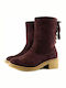 La Coquette TW-B17022 Suede Women's Ankle Boots Burgundy