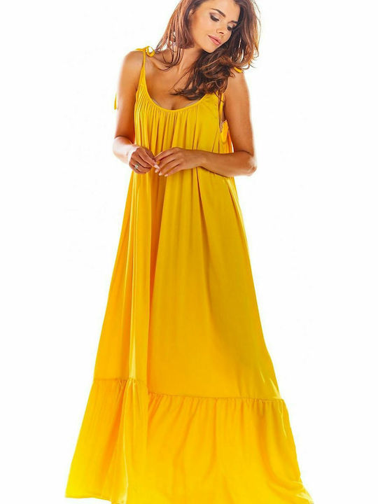 Awama Sommer Maxi Kleid Gelb