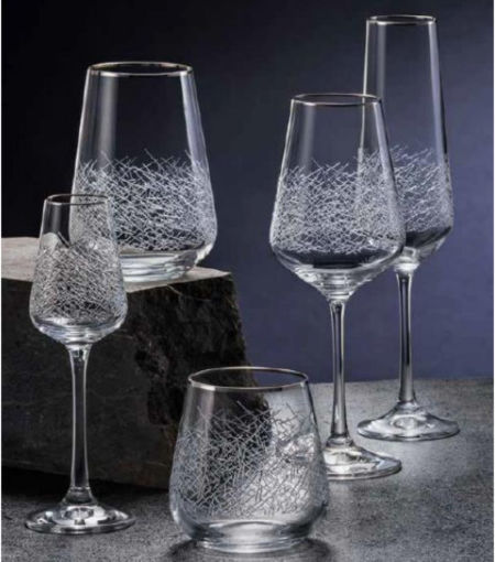Bohemia Sandra Set Glasses for White Wine Made of Platinum Crystal Goblets 350ml 6 Pieces