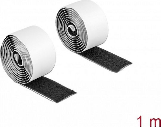 DeLock Hook-and-Loop Tape Αυτοκόλλητη Ταινία Χριτς Χρατς Μαύρη 1mx25mm