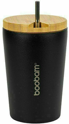 Boobam Cup Lite Ποτήρι από Bamboo σε Μαύρο Χρώμα με Καλαμάκι 350ml