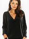 Awama Women's Velvet Sweatshirt Black