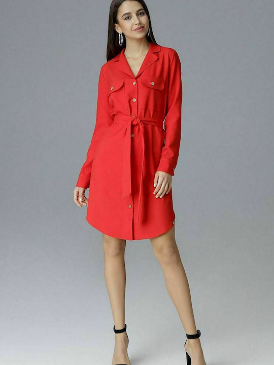 Figl M630 Midi Shirt Dress Dress Red 126029