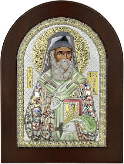 Prince Silvero Εικόνα Άγιος Νεκτάριος Ασημένια 15x21εκ.