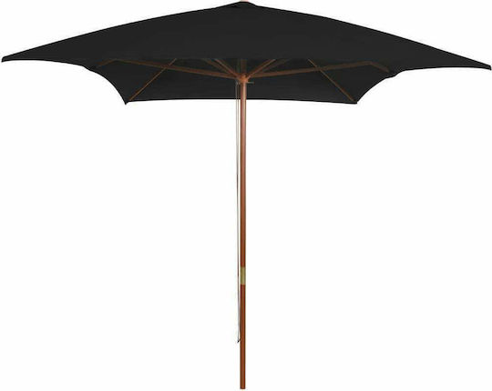 Quadratischer Holz-Schwarz Garten- und Terrassen-Sonnenschirm 3x2xH2.5m
