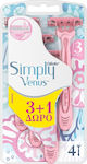 Gillette Simply Venus Disposable Razors with 3 Blades & Lubricating Tape 4pcs