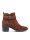 Tamaris Suede Women's Ankle Boots with Medium Heel Brown