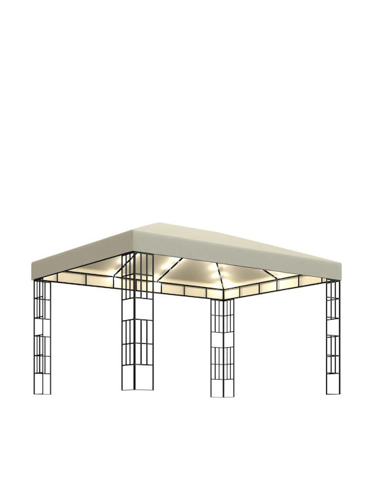 vidaXL Κιόσκι Κήπου με Led Κρεμ 4x3m