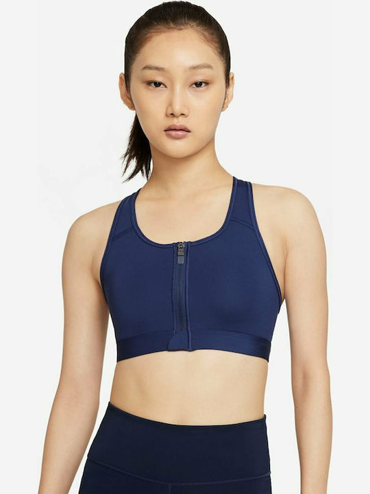 Swoosh Women's Athletic Sports Bra Navy Blue with Removable Padding