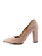 Stefania Suede Pointed Toe Pink High Heels 810 NB