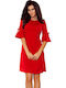 Numoco Mini Dress 3/4 Sleeve Red