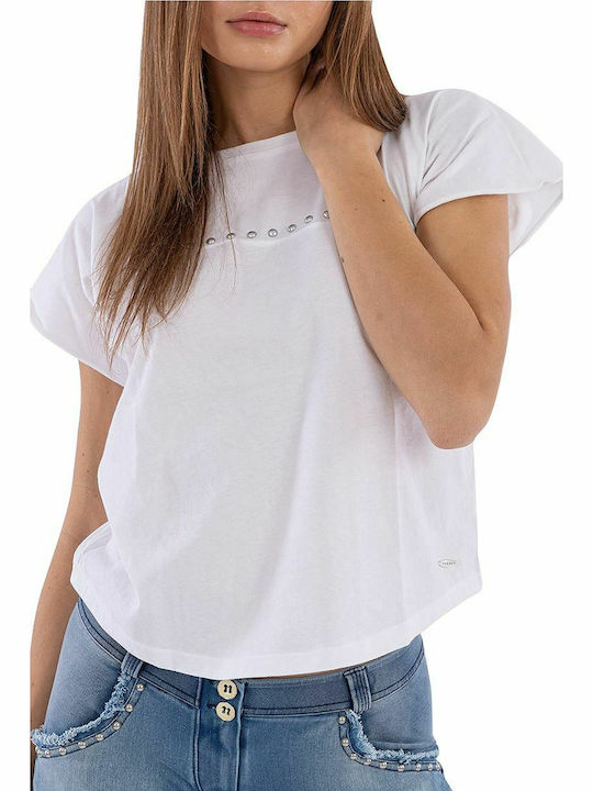 Freddy S0WTWT10 Women's T-shirt with V Neckline White S0WTWT10-W