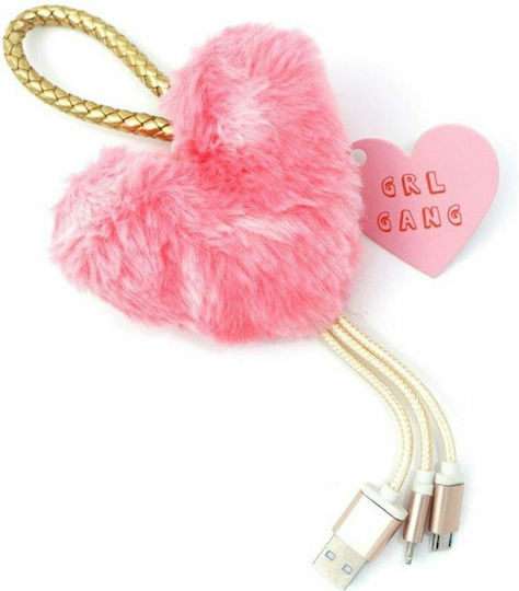 Funkyfish Geflochten USB zu Blitzschlag / Micro-USB Kabel Rosa 0.2m (300-30032)