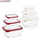 Herzberg Plastic Lunch Box Extra Bio Saver Red 3pcs