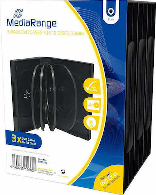 MediaRange DVD Box with 10 Trays Black 3pcs