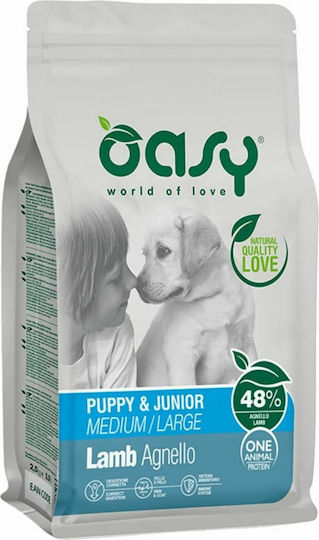 Oasy World Of Love 12kg Trockenfutter für Welpen mittlerer & großer Rassen mit Lamm