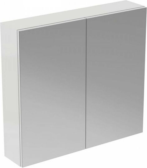 Ideal Standard Rechteckiger Badezimmerspiegel aus Metall mit Schrank 80x70cm Weiß